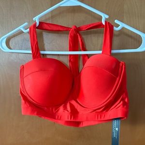 Red halter bathing suit top size medium